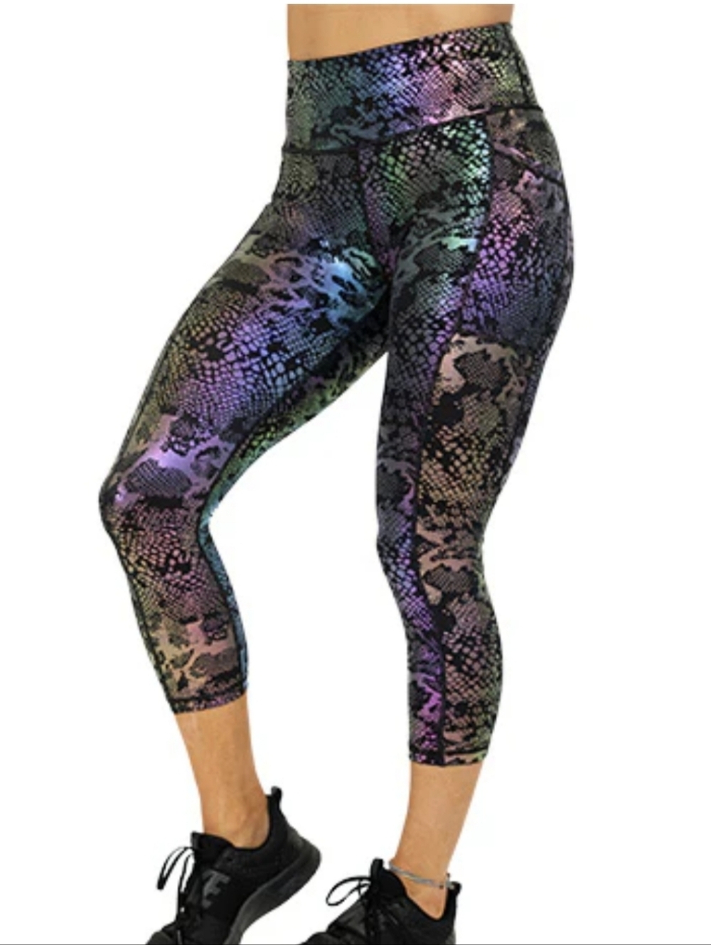 CVG Leggings Iridescent Snake Print High-Waist Crop Leggings Sz M